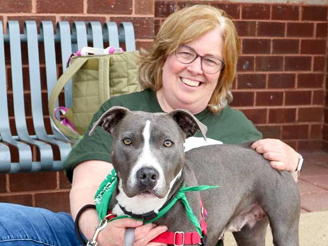 Cheryl Saenz and her adopted dog