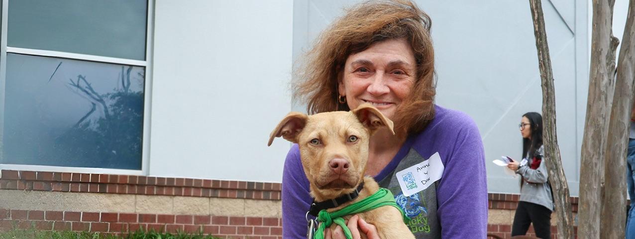 Anne Poliakoff and her rescue dog Dax