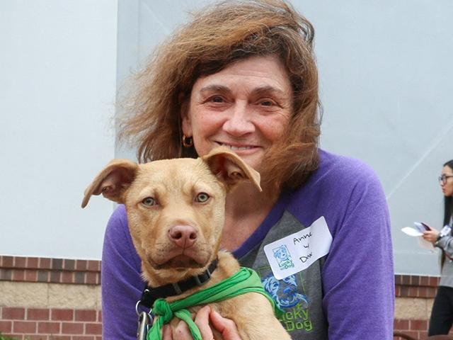 Anne Poliakoff and her rescue dog Dax