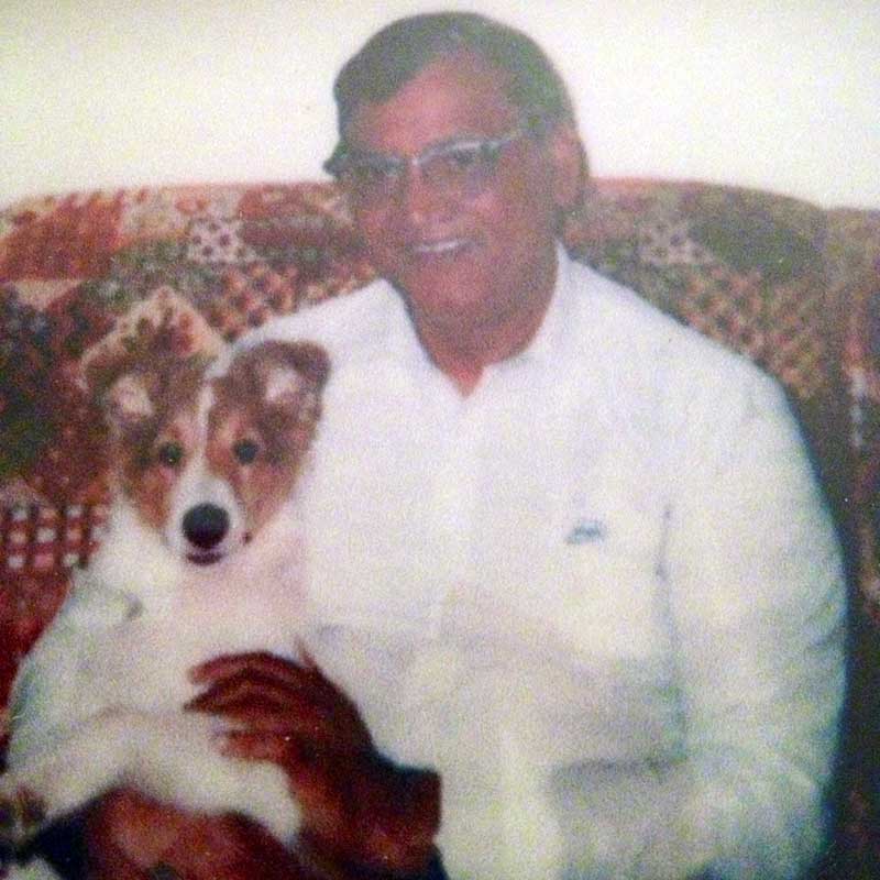 Ash Dua with Sable his dog