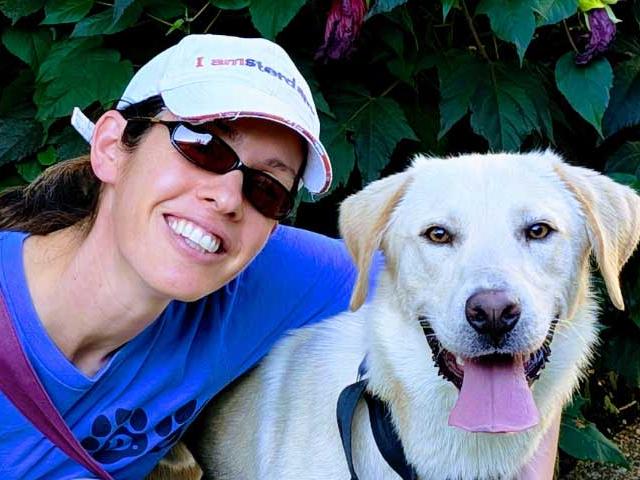Woman hugging a rescue dog