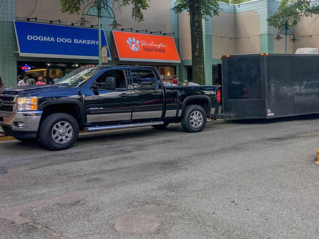 Transport truck dropping off animals and supplies