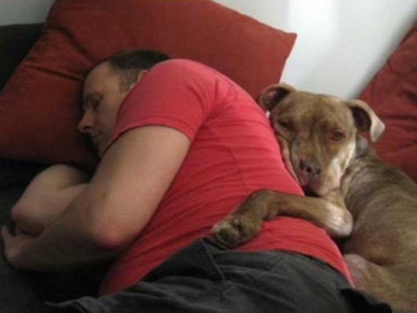 Kenny Gierl and his adopted lucky dog