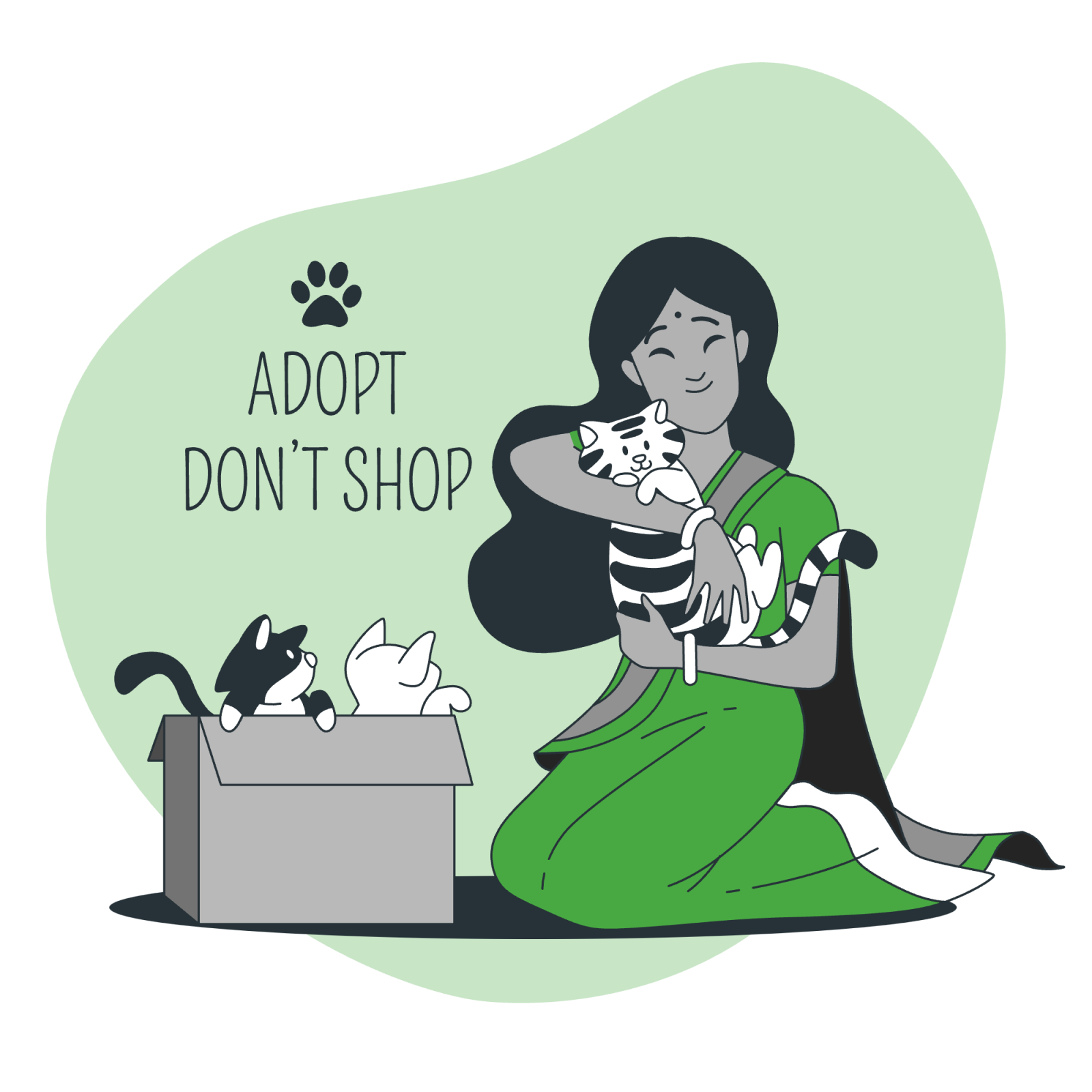 A woman adopting a cat