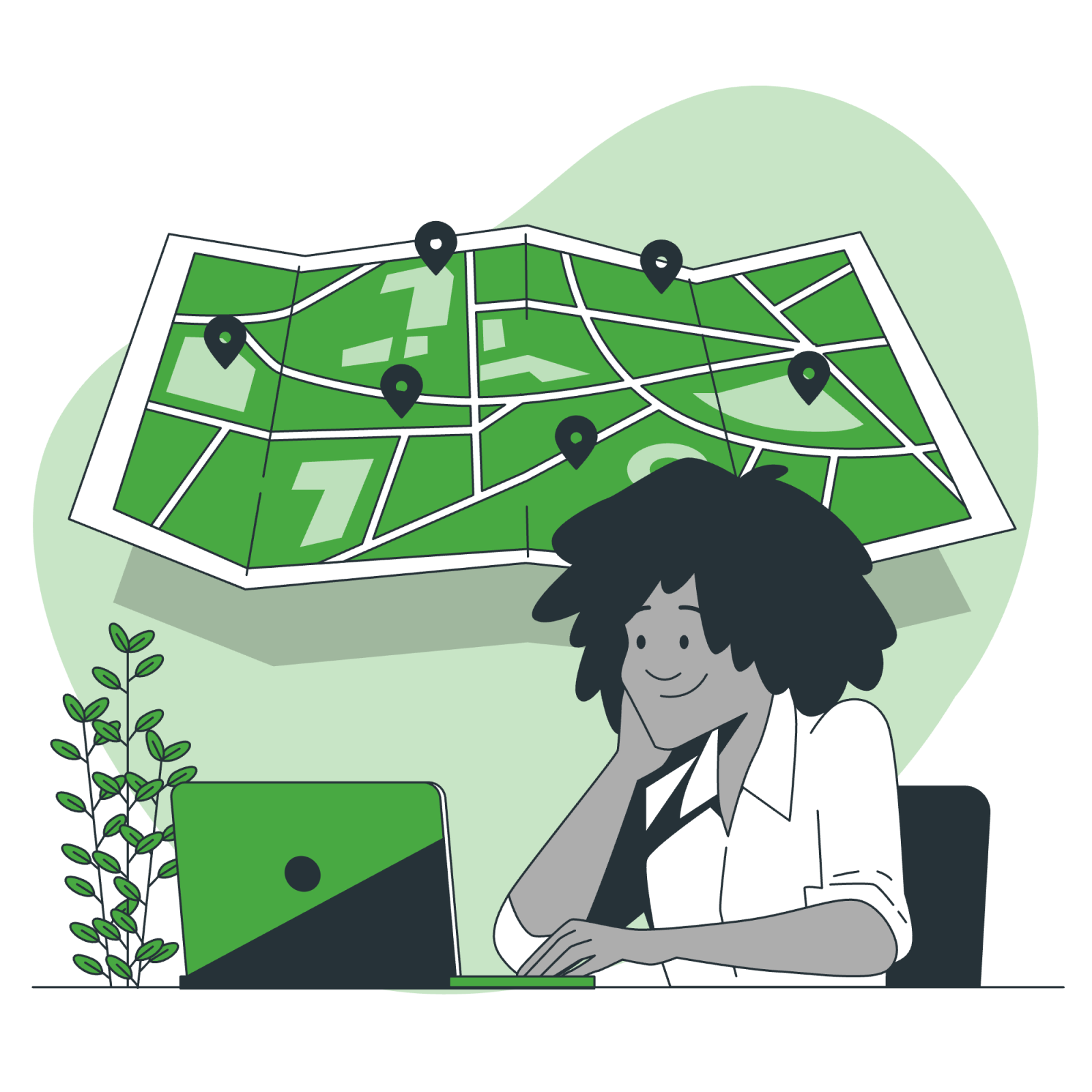 A woman looking at a map online
