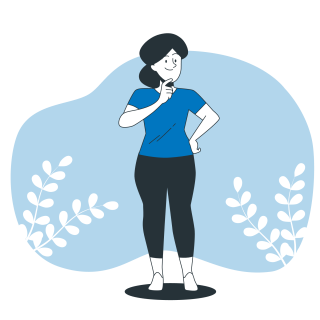 Cartoon woman thinking.